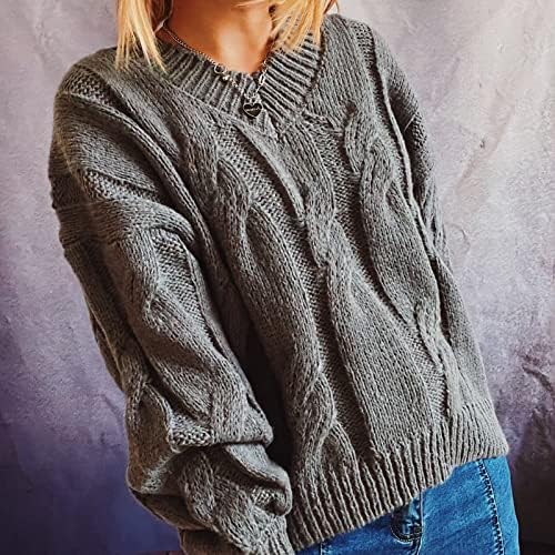 Модни жени есен и зимски печатење плетени џемпер со долги ракави, обичен џемпер, обичен џемпер