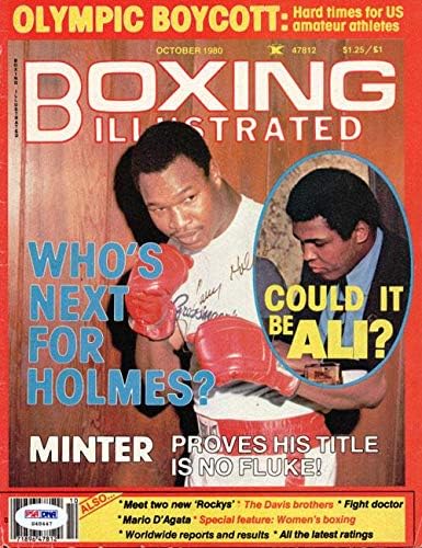 Автограмско боксот на Лери Холмс илустриран списание за насловната страница PSA/DNA S48447 - Автограмирани списанија за бокс