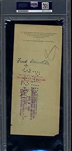 Fred Merkle PSA DNA COA Slabbed потпишан 1920 Chicago Cubs Chects Check Autograph