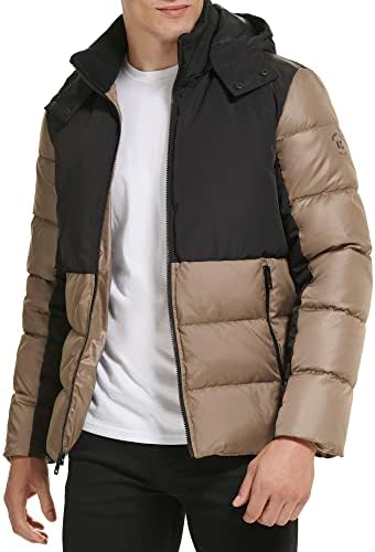 Kenneth Cole Color Blood Block Puffer Zip Off Assue Mixed Media Jacket