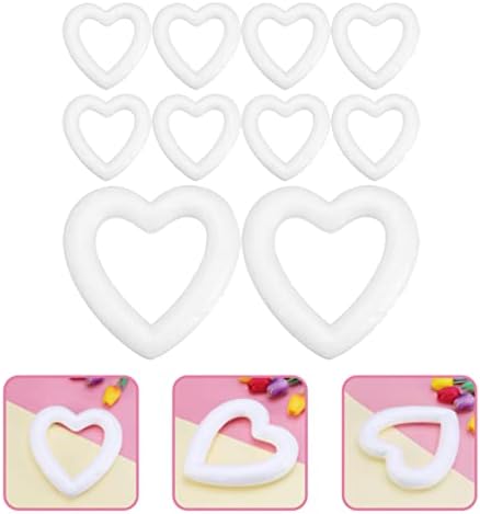 Toyandona свадба декор 10 парчиња пена срцев венец, полистирен пена прстени занает шупливи loveубовни срцеви форми за DIY занаети, Божиќ празник свадба венец цветна уредува