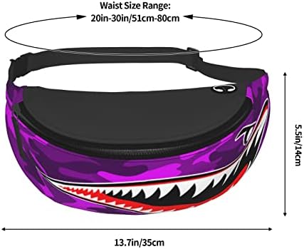 Фани Пакет За Мажи Жени Виолетова Маскирна Чанта За Вкрстено Тело Од Ајкула Со Прилагодлив Ремен За Патување Пакети За Половината