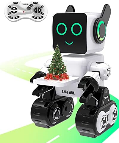 ОКК Роботски играчки за деца, роботски робот за далечински управувач, интерактивни играчки со монета свинче банка, паметен образовен робот со ЛЕР и послужавник, од?