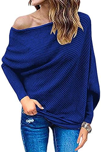 QEARAL жени од рамо лабава пулвер џемпер џемпер за ракав плетен скокач преголеми врвови на туника