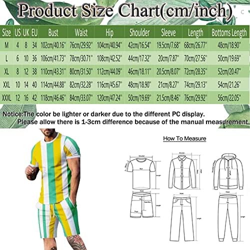 Машки шарени кратки комплети летни 2 парчиња облека удобни бои блок мускули маички со кратки ракави и спортски шорцеви