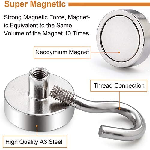 Куки за магнетна алатка Diymag, 25 bs тешка ретка земја неодимиум магнет куки и 60 фунти влечење сила ретки земјини магнетни куки