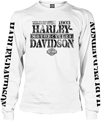 Кошула со долги ракави на машката слобода на Харли-Дејвидсон, бела кошула, бела