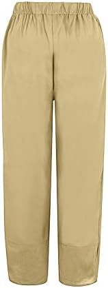 Gufesf Women's Capris Loose Fit, женски обичен памук постелнина панталони панталони со панталони со харем со џебови