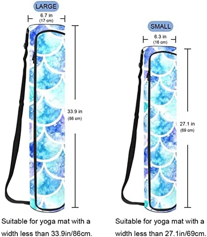 Унисекс торба за јога мат, вежбач за вежбање со јога со прилагодлива каиш за рамо, сирена акварелна печатење, 6,7х33.9in/17x86 см
