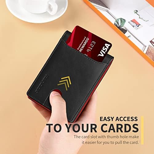 Runbox Bifold Тенок паричник за мажи - РФИД блокира кожен предниот џеб Машки паричник со кутија за подароци