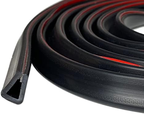 Tintvent гумен раб трим црна, лента за заптивка со канали со канали со самолеплива лента, метален заштитен заштитник за 1/4 , 10ft