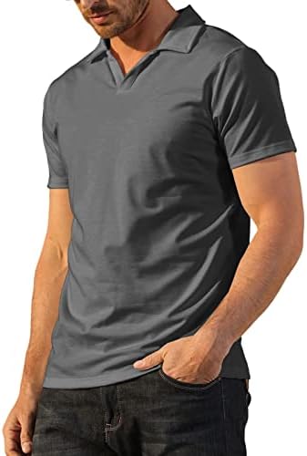 CTU машки модни атлетски мускули Поло кошули против маички за голф на вратот тренинг цврста боја маичка маичка врв