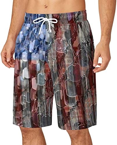 Шорцеви за мажи од табла летни обични starвездички starвездички печатени шорцеви за капење 4 -ти јули патриотски тренинг плажа кратки панталони