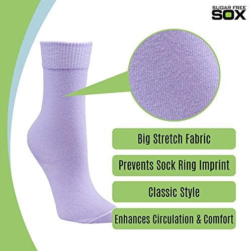 Бесплатни дијабетични чорапи со шеќер Sox за жени ја зголемуваат циркулацијата и удобноста - женски чорап - розова/лаванда/бебиња