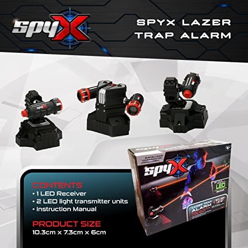 Аларм за стапици на Spyx / Lazer - Безбедна играчка за аларм за ласер за Spy Kids за да ги заштити работите. Невидливиот инфрацрвен зрак шпионски