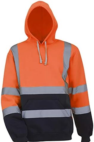 Xxbr Машка hi-vis рефлексивна кошула со аспиратор со долги ракави за безбедност на патот, пулвер дуксери, лабави обични џемпери врвови