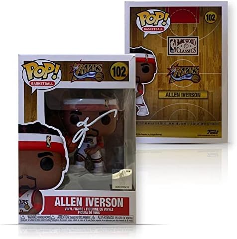 Ален Ајверсон автограмираше 76ers потпишан кошарка Функо Поп 102 ПСА оштетени - автограмирани фигурини во НБА