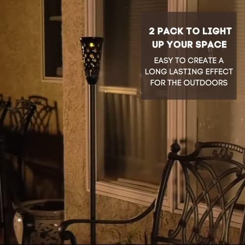 Енергизатор Керамички соларни тики факели - LED соларни светла на отворено со треперење пламен за градинарски декор - Сончеви градинарски