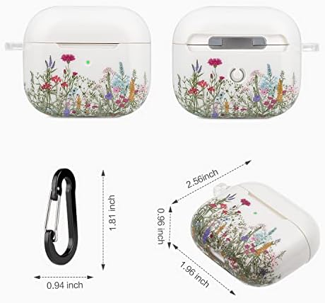 AirPods 3 Case Yellow Flowers, AirPods 3 -та генерација Case 2021 За женски девојки заштитнички капаци на тврдо -аеро -аирпод за Apple AirPods