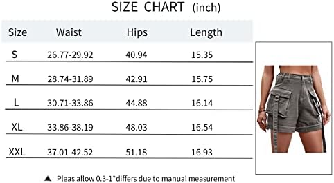 Womenените еластични тексас карго -обични шорцеви летни шорцеви панталони цврсти високи половини од џин шорцеви со џеб