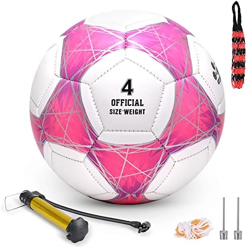 Стејфан розова фудбалска топка со големина 3/4/5 за деца на отворено игра, фудбалска промена во фудбал официјални иглички игли и воздушна пумпа, идеја за подароци за ?