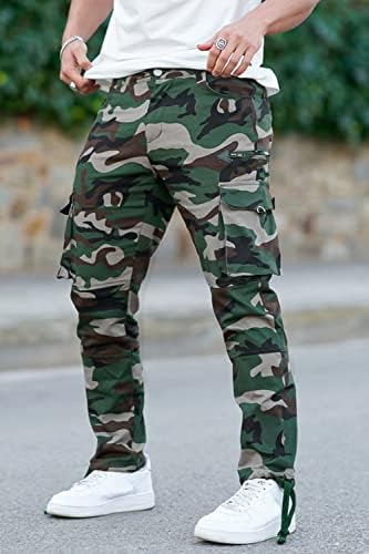 Панталони за џогери со карго ingингто, тенок се вклопуваат со џебови обични панталони за мажи