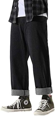 Работа на фармерки за машки фармерки Дославида, обичен хип хоп карго цврста боја лабава вклопена права широка памучна панталона панталони
