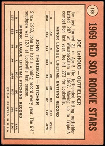1969 Топпс # 189 РЕД СОКС дебитанти oeо Лахуд/Johnон Тибодеу Бостон Ред Сокс ВГ/екс+ Ред Сокс
