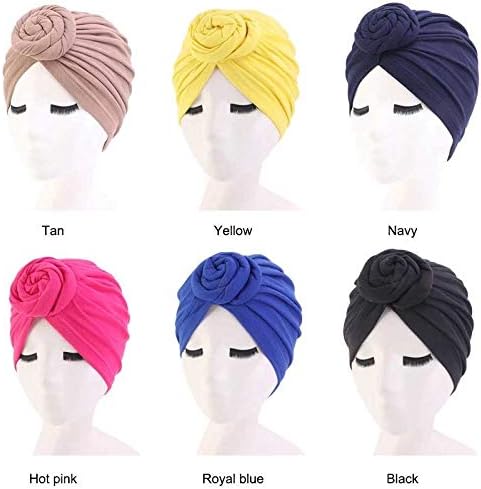 Wpyyi 6 бои памучна хауба за глава капачиња за коса стилизирање на капакот за обвивка за капачиња за капаци на ноќна капа природна кадрава еластична