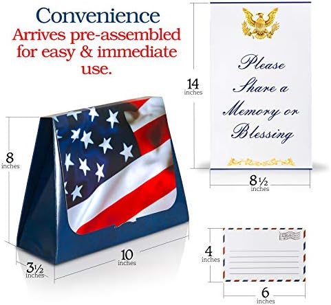 Кутија За Картички За Белешки со американско Знаме, Сет Картички За Белешки И Знак За Мемориска Табела-Споделете Мемориска Картичка За Прослава