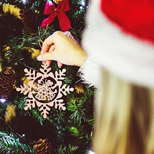 Partybus Божиќни исечоци од дрво, недовршени снегулки дрвени украси за украсување на картички за одмор, ознаки за подароци за Божиќ
