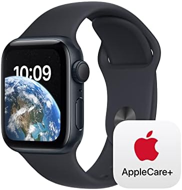 Apple Watch SE GPS 40mm Полноќен Алуминиумски Случај со Полноќен Спортски Бенд-M/L со AppleCare+