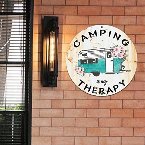 Ретро кампување е мој терапија Метал знак Гроздобер инспиративни цитати Кампер додатоци wallидни декор моторни куќи есенски украси