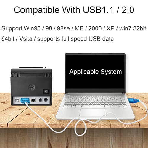 Dkardu USB до сериски адаптер RS232 DB9, USB 2.0 до сериски кабел 9 пински машки адаптер со чипсет RS-232 конвертор на чипсет, Windows 10