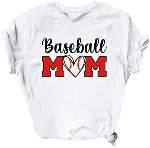 Бејзбол мајки кошули жени со кратки ракави екипаж на мајката на мајката, маичка подарок случајно лето слатко тунично врвови за