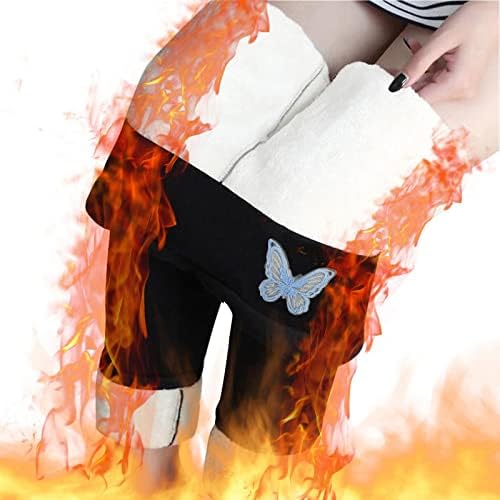 Iius Fleece Leded Healsенски женски зимски топли термички хеланки со високи половини тенок истегнат хулахопки панталони за тренингот со кадифени панталони