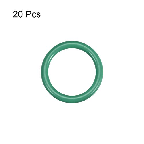 Uxcell Fluorine гума О-прстени, 27мм OD 22.2mm ID 2,4мм ширина FKM заптивка за заптивка за водовод на машини, зелена, пакет од 20