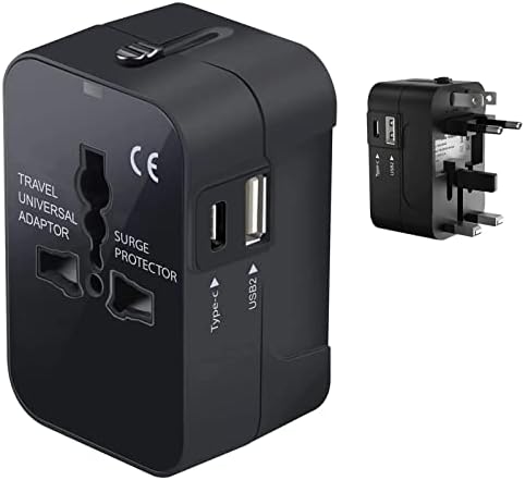 Travel USB Plus Меѓународен адаптер за напојување компатибилен со Celkon Milleniance Everest за светска моќ за 3 уреди USB Typec, USB-A