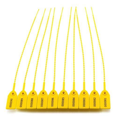 Leadseals Yellow Numbered Security Zip Ties Пластични тамперски ознаки Очигледно заптивка Повлечете ги затегнати брави за еднократна употреба за