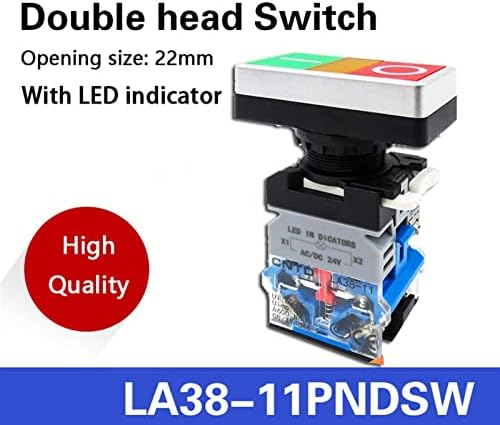 SNKB LA38 220V AC Вклучено/Исклучено СТАРТ СТОП 1 БЕЗ NC 2 копчиња LOAY8E-11SD моментално двојно копче за притискање на копчето со светло 22мм