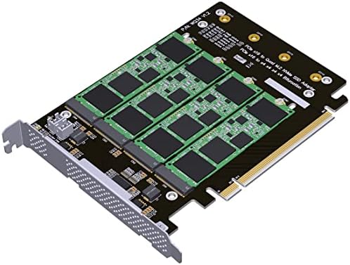 JMT PCIe 4.0 16x ДО 4X M. 2 NVME SSD Адаптер Картичка PCIe 4.0 GEN4 Целосна Брзина Бифуркација Четири-Залив Одбор Експанзија Картичка 1 до 4 M. 2 NVMe SSD Адаптер Поддршка 2242 2260 2280 22110