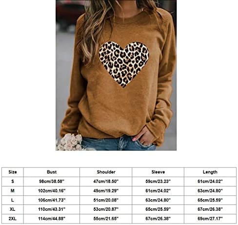 НОКМОПО Исечени Џемпери За Жени Жени Секојдневен Моден Леопард Печатење Љубов Без Качулка Плус Руно Со Долги Ракави Џемпер Врвот