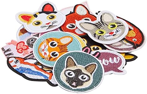 Ironелезо за мачки и риби на закрпи симпатична везена апликација шива на облека, ранци, капи, јакни