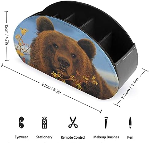 Kkawpc кафеава мечка држач за далечински управувач Caddy Storage Desktop Организатор за телевизиски далечински материјали за канцелариски материјали
