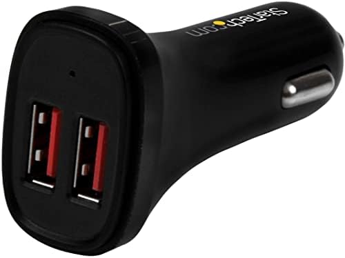 Полнач за USB автомобили со двојна порта Startech.com - High Power 24W/4.8A - Црна - Полнач за USB за автомобили со 2 порта - Наполнете две