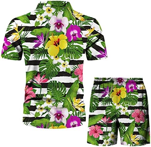 Машки 2 парчиња кошула поставува случајно летно копче за кошула на хавајски кошула надолу од блуза и сет