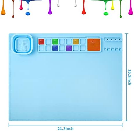 Лукар силиконски занаетчиски мат, силиконски сликарски мат, голем силиконски душек за занаетчиски кастинг смола, 20 x16 силиконска уметност мат нелип мат со чаша за ч