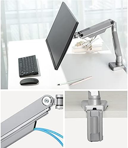 Monitor Monitor Monitor Monitor Monitor Monitor Monitor Monitor Monitor Moniter Single Monage Monitable Mountable Mount Mount Desk Stand со стегач и Grommet база, има до 17,6 bs со вртење, навалување