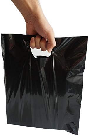 100 пакет 16x18 сјајни пластични торби за стоки, 2 милји дополнителна дебелина, торби за купување на мало со рачка, торби за купување за бутик ， торби за подароци