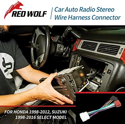 Red Wolf Radio Stereo замена ISO стандарден приклучок за приклучок за приклучок за приклучоци радио антена, вклопување на Honda Insight CRV 1998-2012, Suzuki 1998- Изберете ја замената на модел